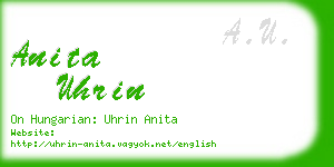 anita uhrin business card